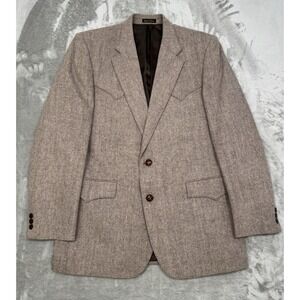 Circle S Brown Wool Sport Coat Mens 44L Western Yoke Blazer Jacket Cowboy Rodeo